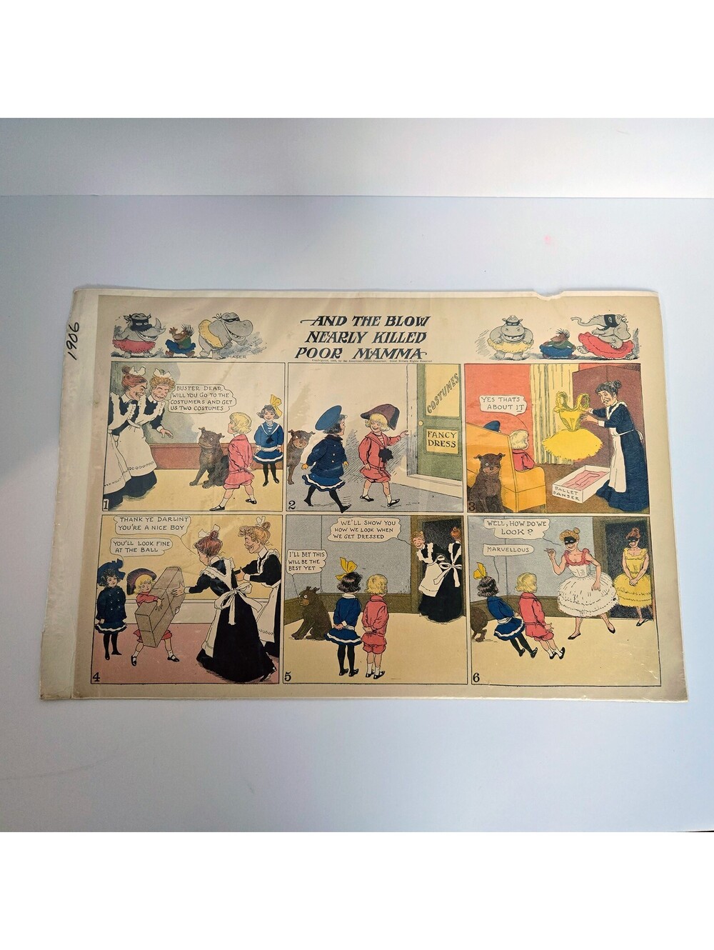 Antique 1906 Buster Brown Comic Strip R.F. Outcault 2 Pages Color